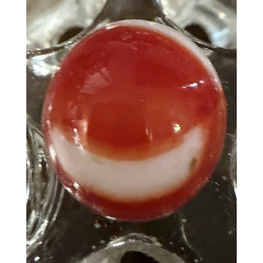 Vintage Akro Agate Corkscrew Marble Red White Swirl Machine Made USA